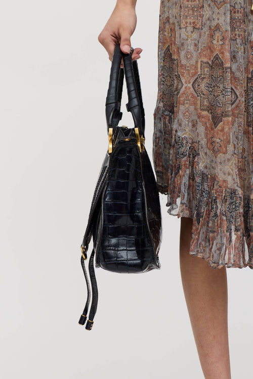 Chloé Leather Embossed Marcie Double Carry Bag