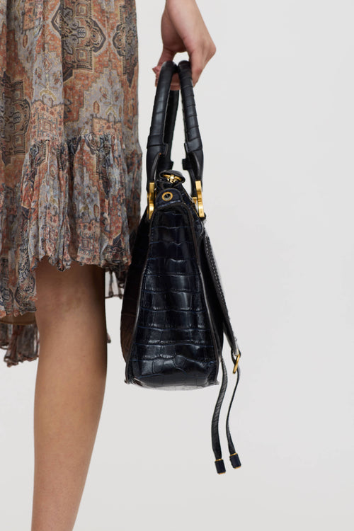 Chloé Leather Embossed Marcie Double Carry Bag