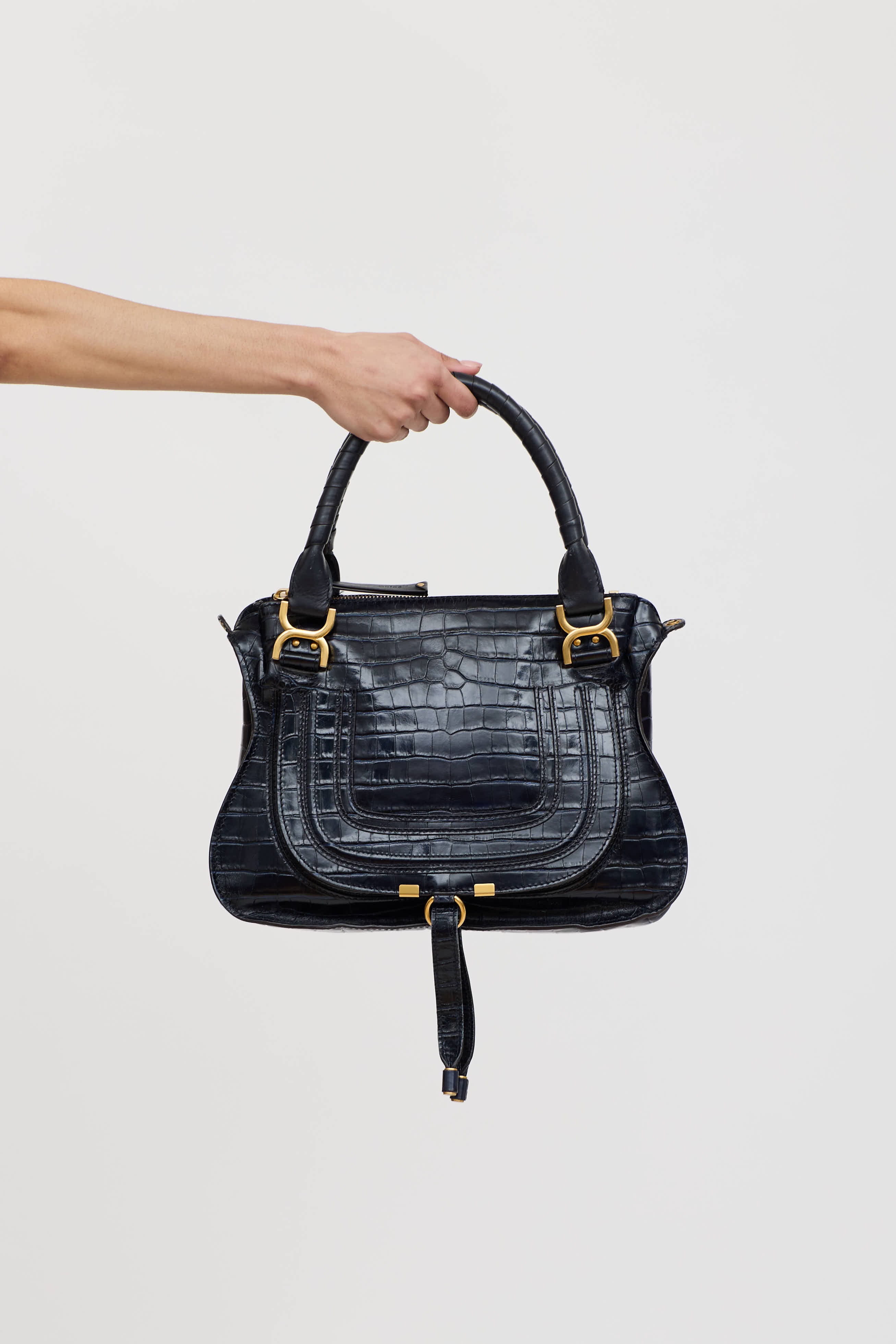 Chloé Leather Embossed Marcie Double Carry Bag