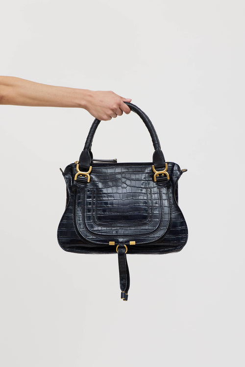 Chloé Leather Embossed Marcie Double Carry Bag