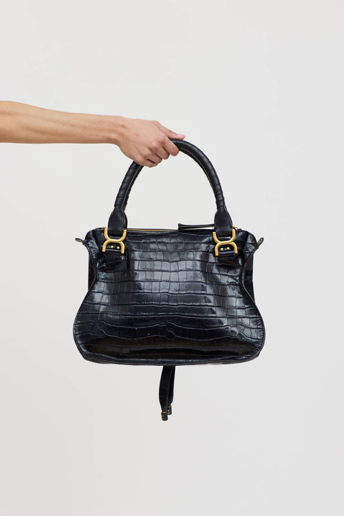 Chloé Leather Embossed Marcie Double Carry Bag
