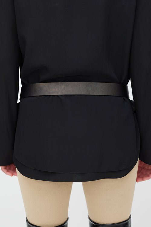 Chloé Black & Gold Leather Belt