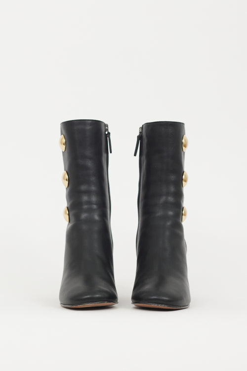 Chloé Black & Gold Leather Orlando Boot