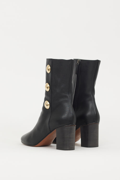 Chloé Black & Gold Leather Orlando Boot