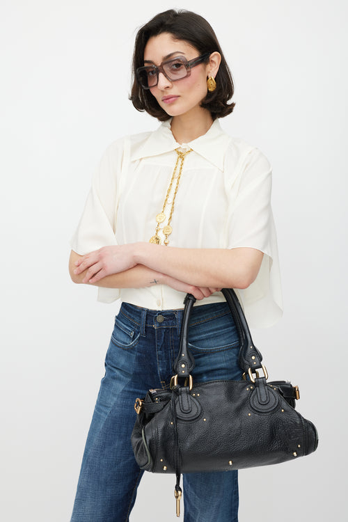 Chloé Black & Gold Leather Paddington Bag