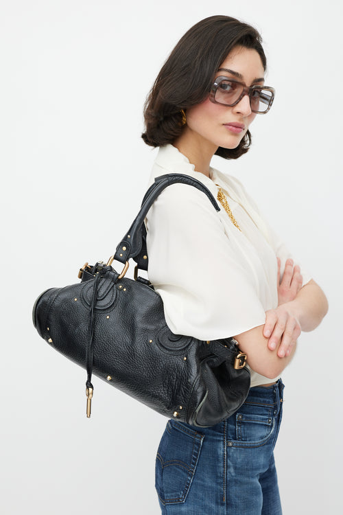 Chloé Black & Gold Leather Paddington Bag