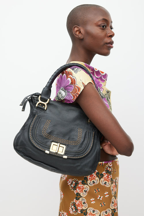 Chloé Black & Gold Leather Marcie Bag