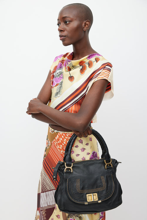 Chloé Black & Gold Leather Marcie Bag