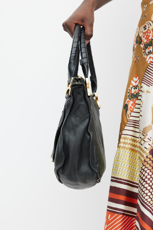 Chloé Black & Gold Leather Marcie Bag