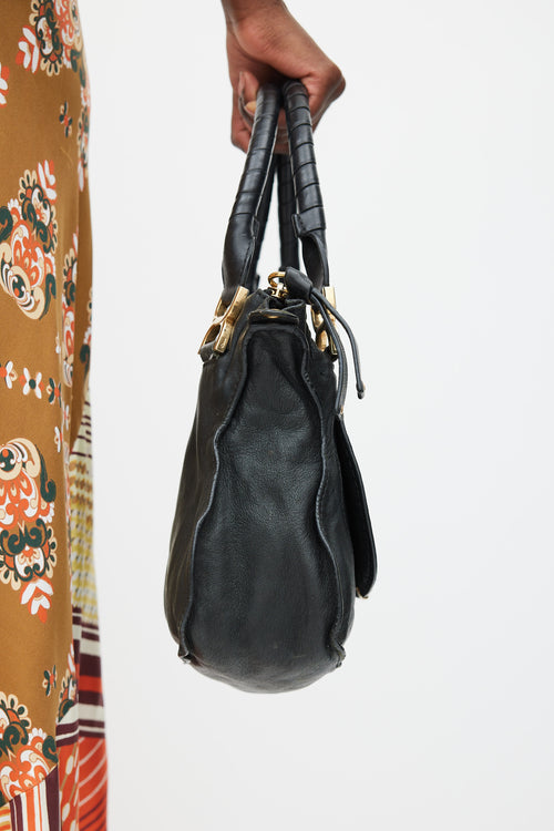 Chloé Black & Gold Leather Marcie Bag