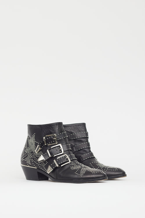 Chloé Black & Silver Susanna Studded Boot