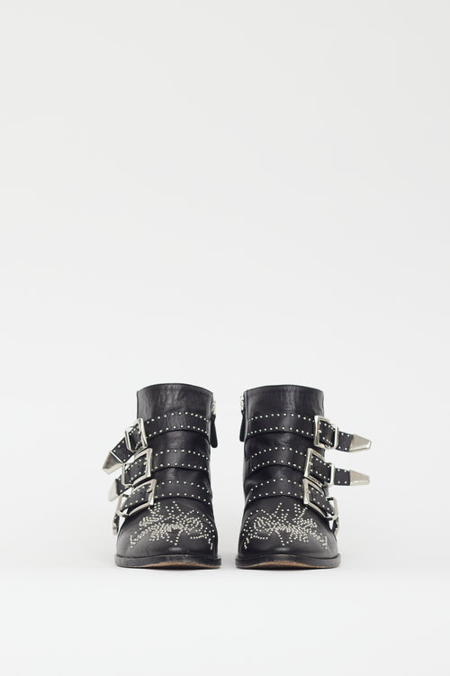 Chloé Black & Silver Susanna Studded Boot