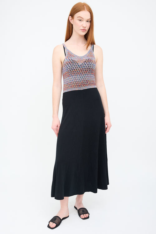 Chloé Black & Multi Wool Crochet Maxi Dress