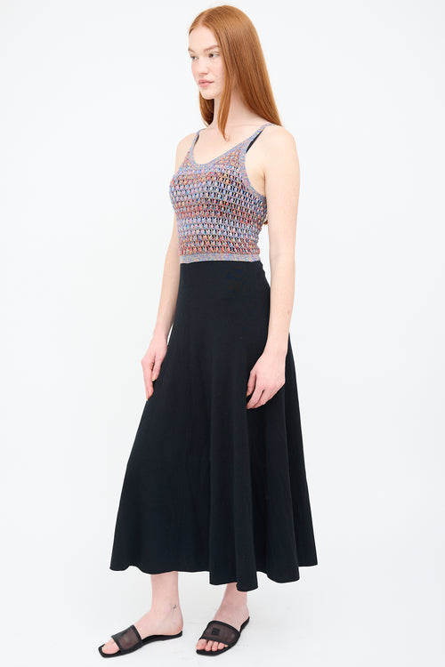 Chloé Black & Multi Wool Crochet Maxi Dress
