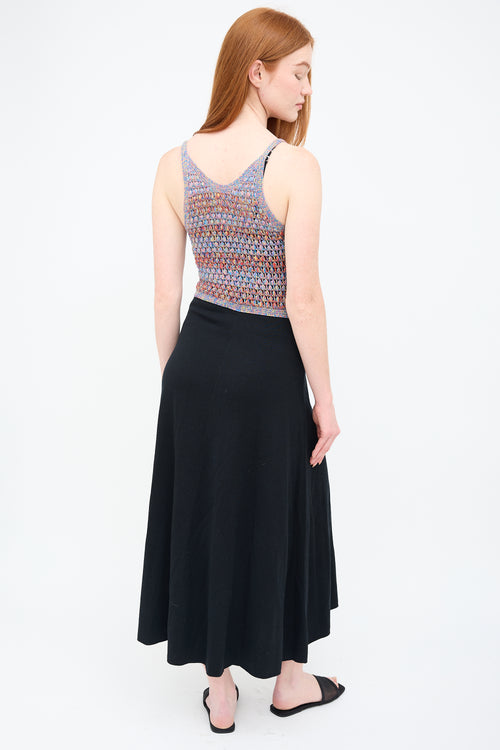 Chloé Black & Multi Wool Crochet Maxi Dress