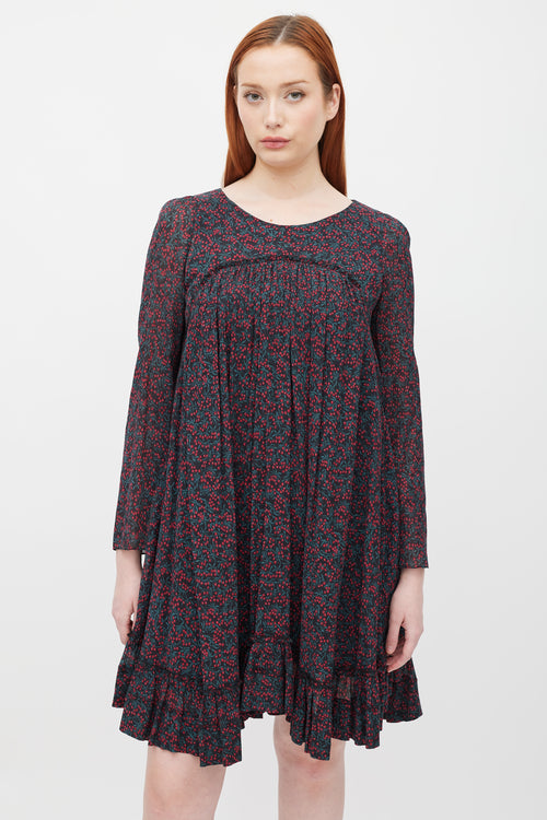 Chloé Black & Red Printed Mini Dress