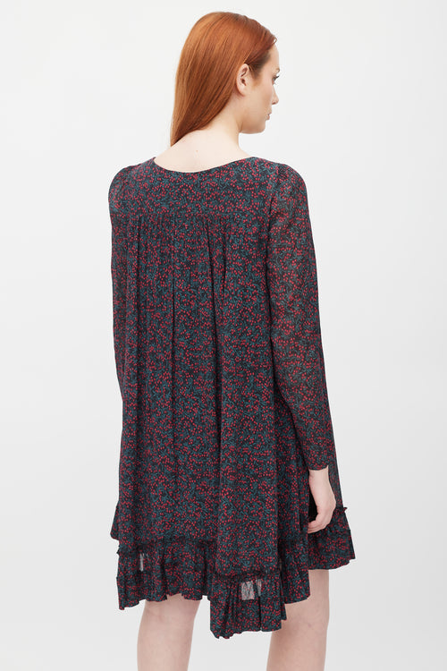 Chloé Black & Red Printed Mini Dress