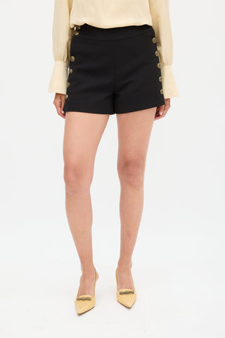 Chloé Black Side Button Up Mini Shorts