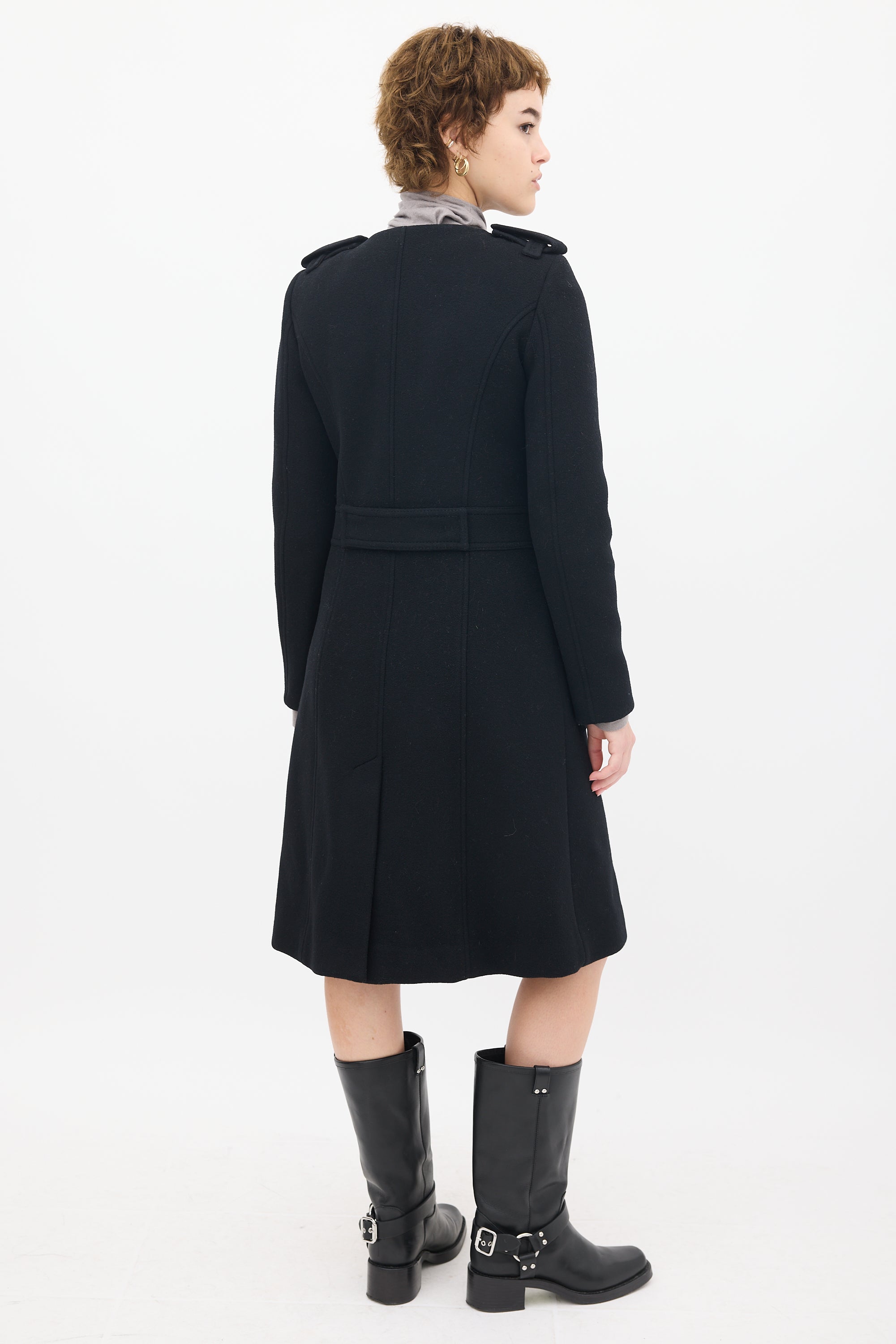 Chloé Black Wool Military Cargo Coat