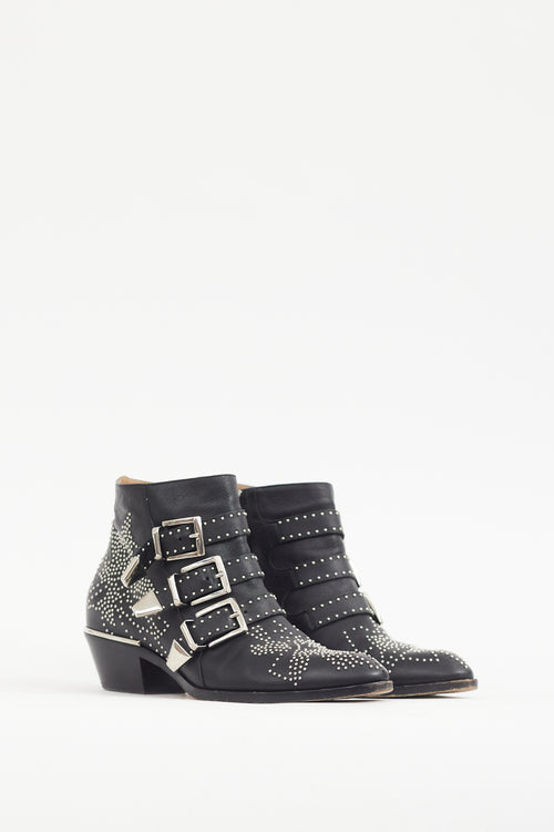 Chloé Black & Silver Studded Leather Susanna Boot