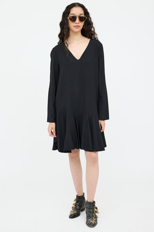 V-neck Ruffle Hem Dress
