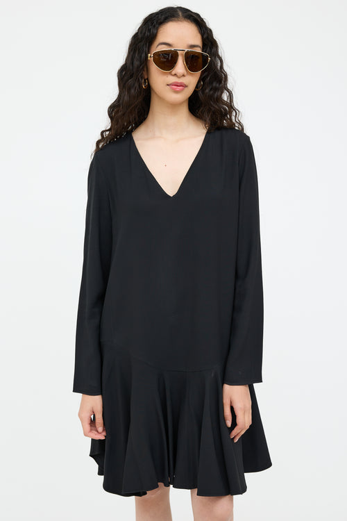 V-neck Ruffle Hem Dress