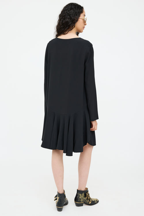 V-neck Ruffle Hem Dress