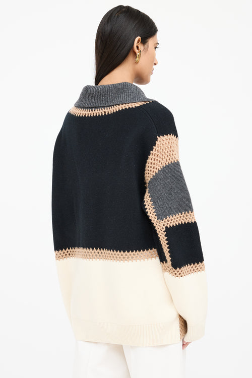 Chloé Panelled Half Zip Sweater
