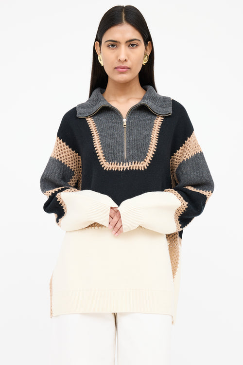 Chloé Panelled Half Zip Sweater