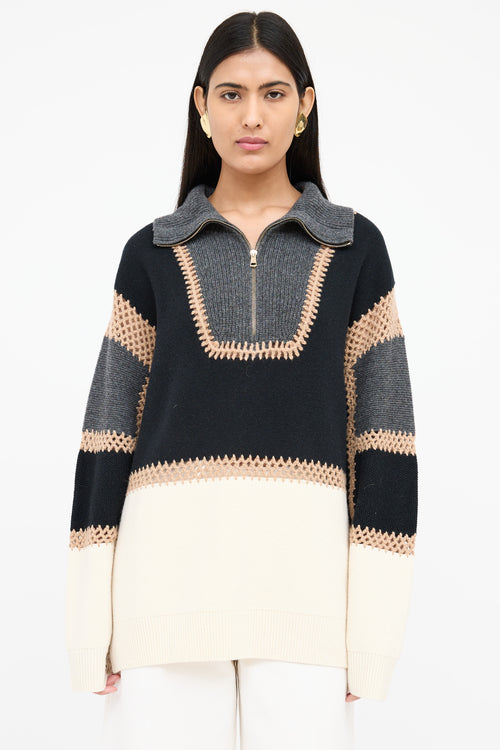 Chloé Panelled Half Zip Sweater