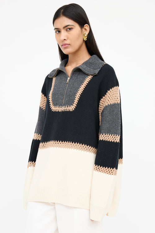 Chloé Panelled Half Zip Sweater