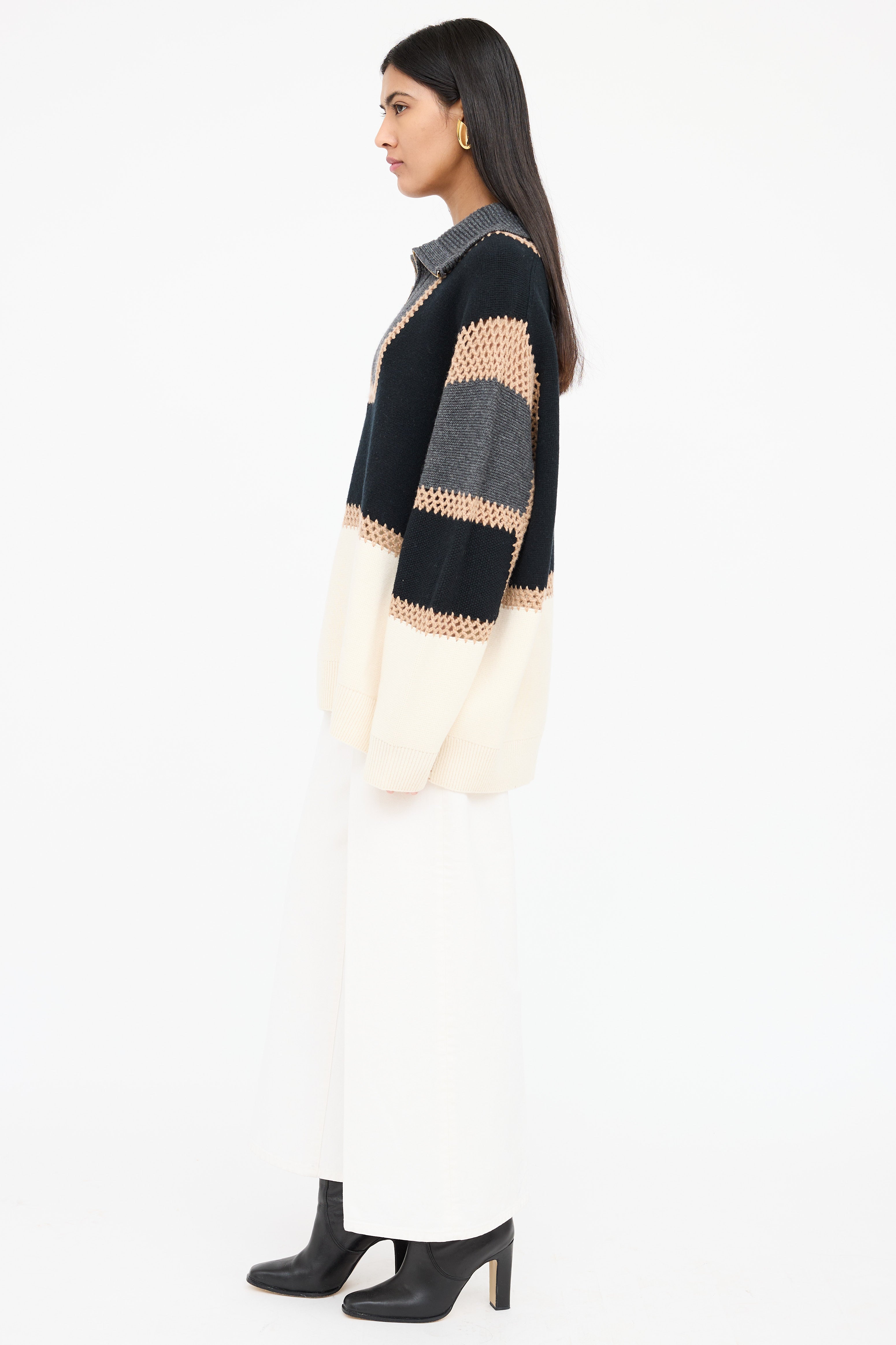 Chloé Panelled Half Zip Sweater