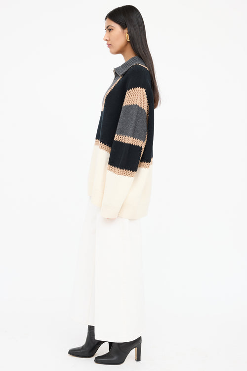 Chloé Panelled Half Zip Sweater