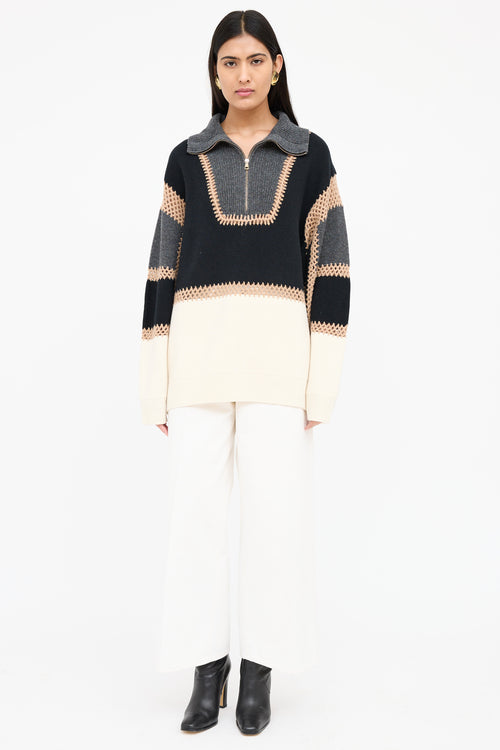 Chloé Panelled Half Zip Sweater