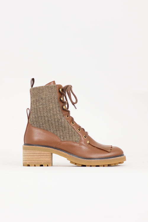 Chloé Leather & Wool Franne Boot