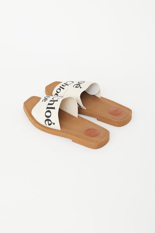 Chloé Beige & Brown Woody Flat Slide