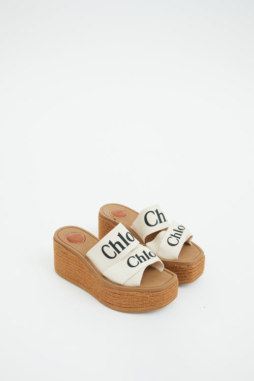 Chloe Brown & Cream Epsadrille Woody Platform Sandal