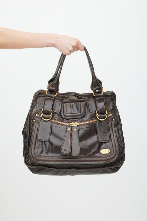 Chloé Brown & Gold Leather Bay Bag