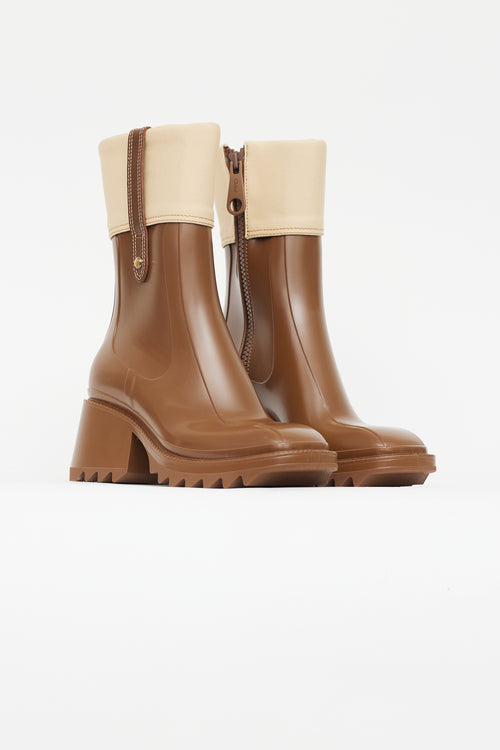 Chloé Brown Rubber & Canvas Betty Boot