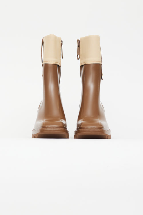 Chloé Brown Rubber & Canvas Betty Boot