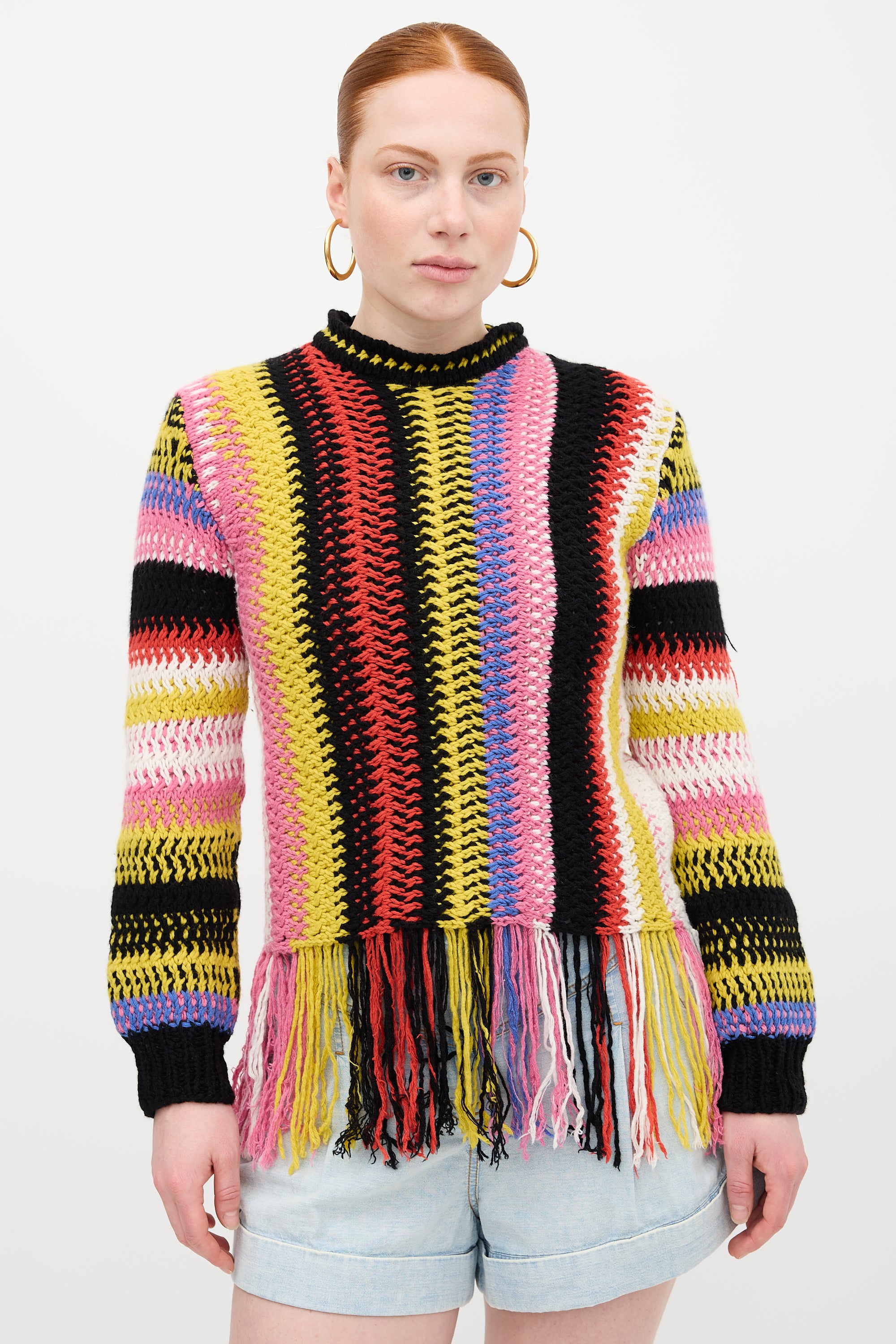 Chloé Cashmere Striped Fringe Sweater