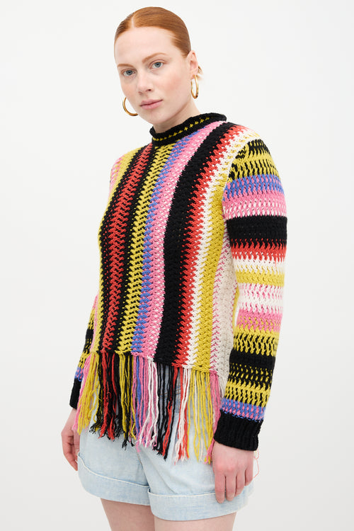 Chloé Cashmere Striped Fringe Sweater