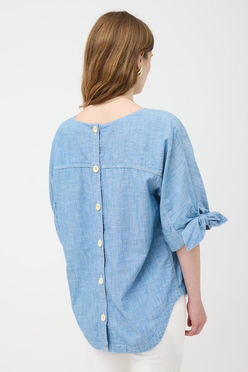 Chloé Chambray Patch Pocket Blouse