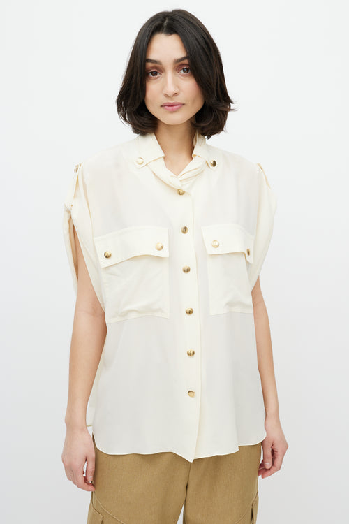 Chloé Cream & Gold Button Shirt