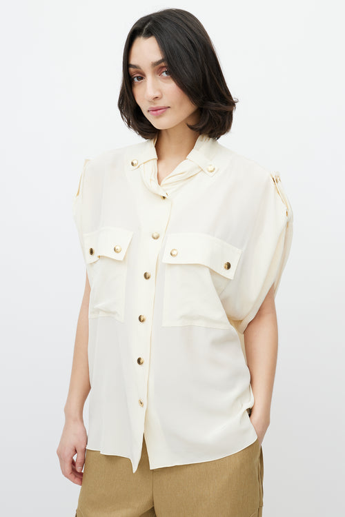 Chloé Cream & Gold Button Shirt