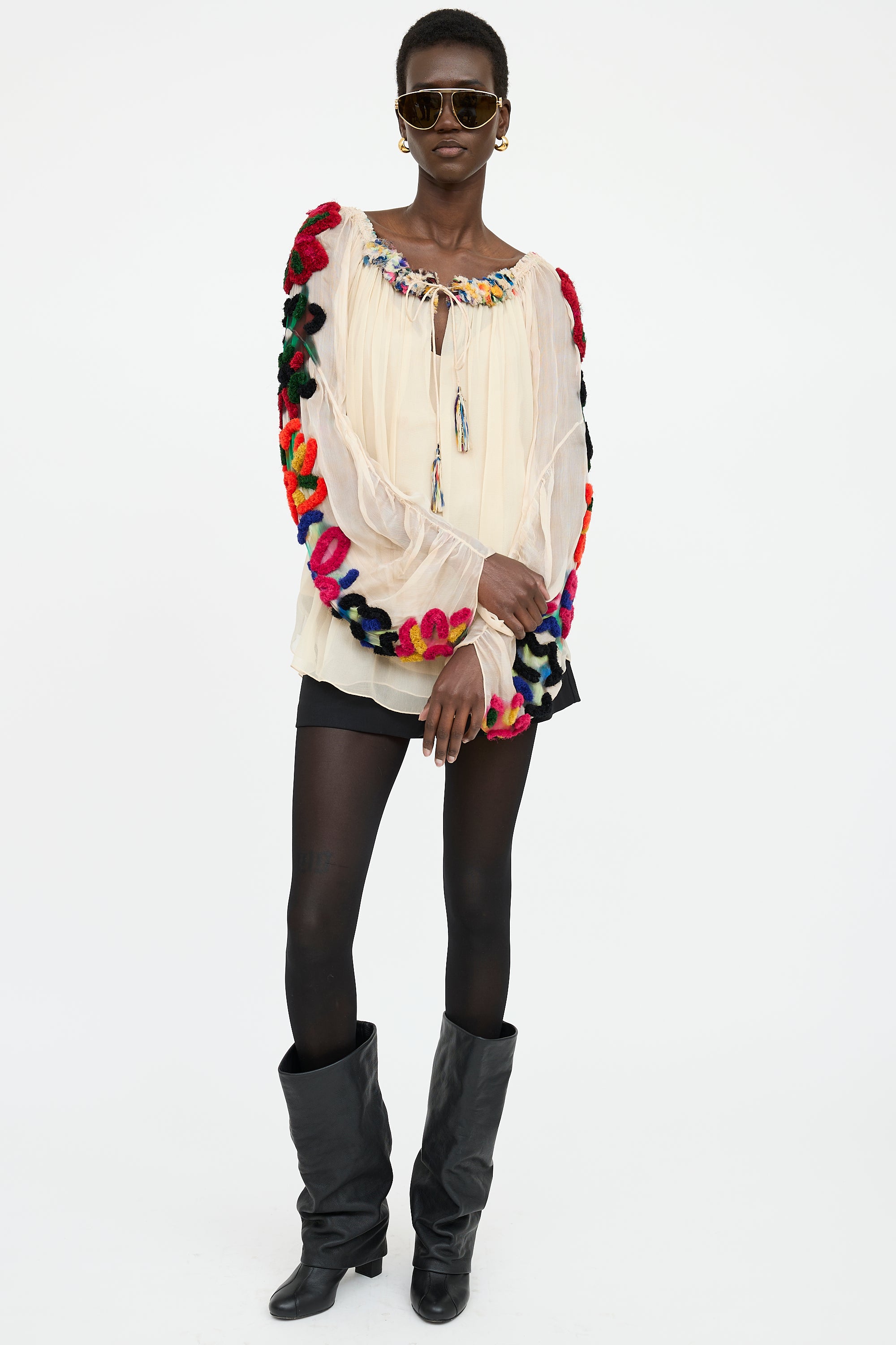 Chloé Silk Appliqué Blouse