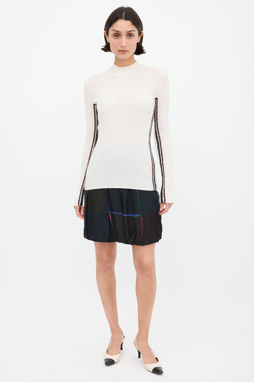 Chloé Cream & Multicolour Crochet Stripe Top
