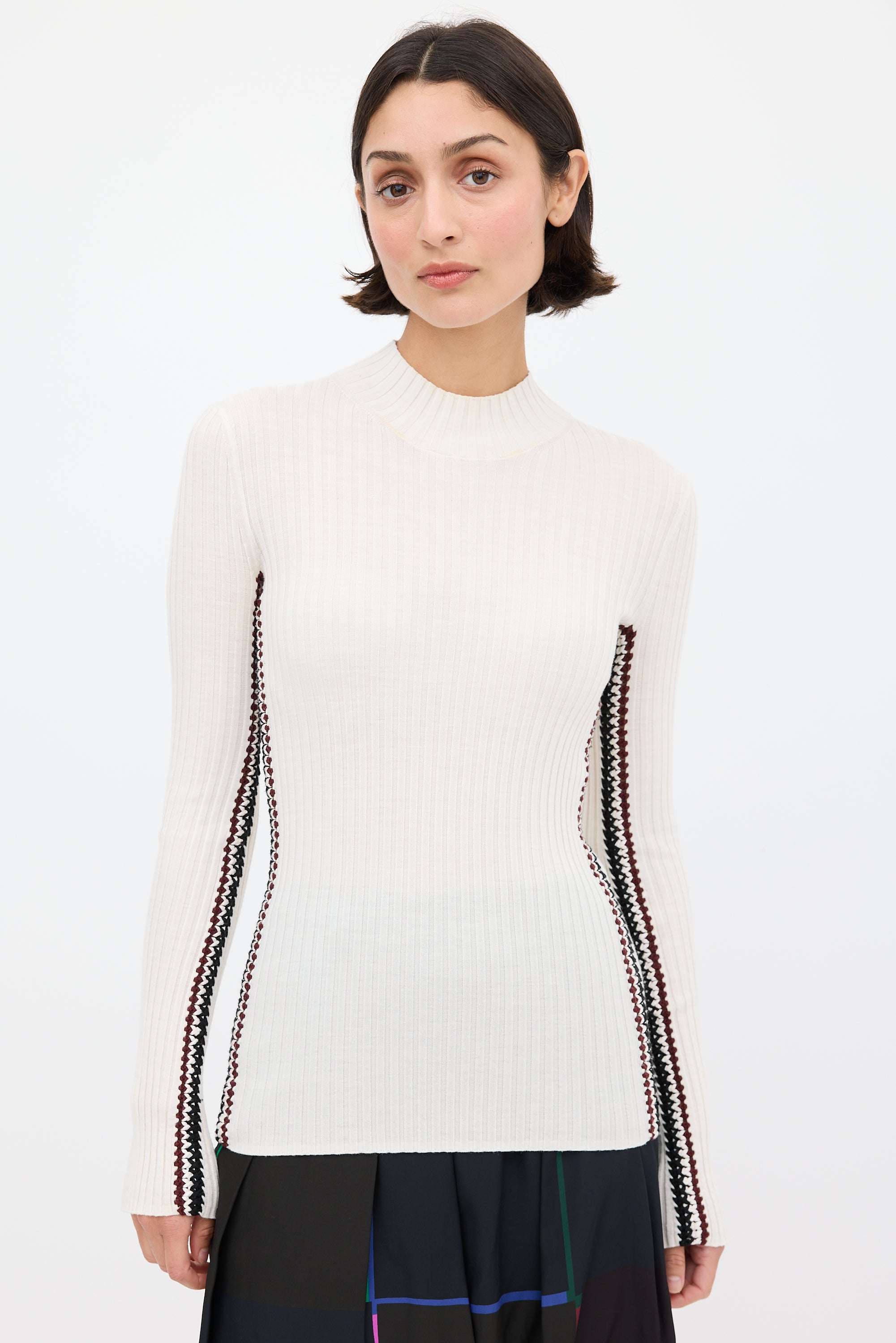 Chloé Cream & Multicolour Crochet Stripe Top