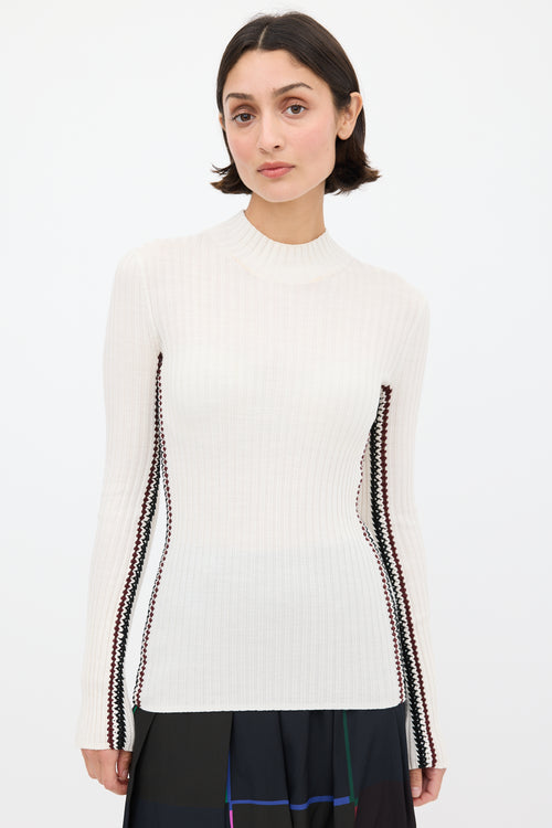 Chloé Cream & Multicolour Crochet Stripe Top