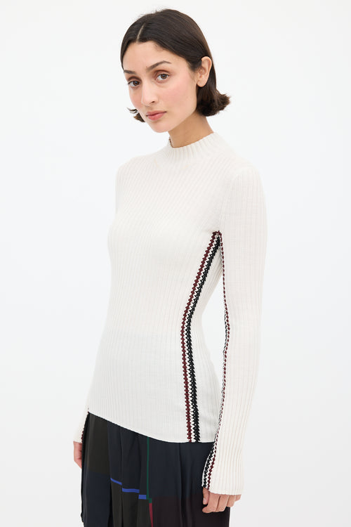 Chloé Cream & Multicolour Crochet Stripe Top